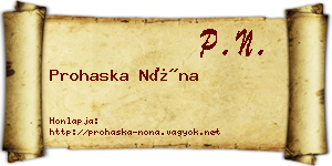 Prohaska Nóna névjegykártya